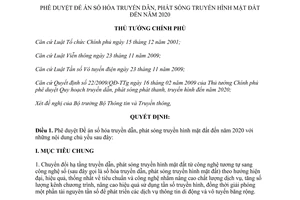 Quyết định 2451/QĐ-TTg  phê duyệt Đề án số hóa truyền dẫn phát sóng