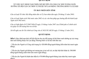 Quyết định số 2682/QĐ-UBND năm 2011 chế độ tiền ăn nuôi dưỡng Thừa Thiên Huế