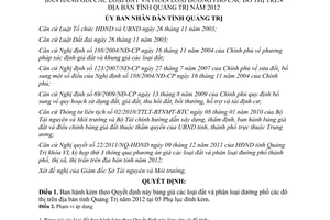 Quyết định 36/2011/QĐ-UBND giá đất và phân loại đường phố đô thị