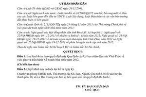 Quyết định 50/2011/QĐ-UBND kế hoạch Nhà nước năm 2012 Vĩnh Phúc