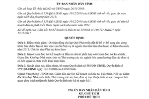 Quyết định 697/QĐ-UBND 2011 bổ sung dự toán chi ngân sách Bình Định