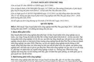 Quyết định 25/2011/QĐ-UBND phê duyệt Quy hoạch phát triển công nghiệp