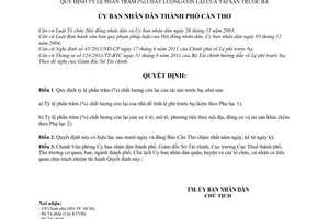 Quyết định 36/2011/QĐ-UBND Quy định tỷ lệ phần trăm chất lượng còn lại
