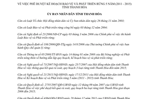 Quyết định 4365/QĐ-UBND 2011 Kế hoạch bảo vệ phát triển rừng 2011 2015 tỉnh Thanh Hóa