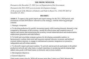 Decision No. 2471/QD-TTg approving the goods import and export strategy for the