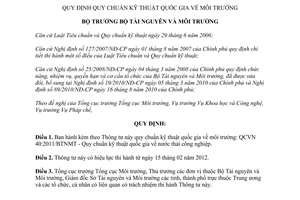 Thông tư 47/2011/TT-BTNMT quy chuẩn quốc gia về môi trường