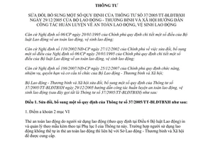 Thông tư 41/2011/TT-BLĐTBXH sửa đổi Thông tư 37/2005/TT-BLĐTBXH