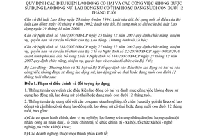 Thông tư liên tịch 40/2011/TTLT-BLĐTBXH-BYT điều kiện lao động có hại