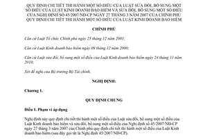 Nghị định 123/2011/NĐ-CP hướng dẫn Luật sửa đổi Luật Kinh doanh bảo hiểm