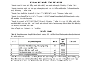 Quyết định 22/2011/QĐ-UBND mức thu phí bảo vệ môi trường khai thác khoáng sản