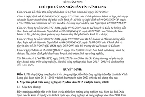 Quyết định số 2485/QĐ-UBND Phê duyệt quy hoạch phát triển công nghiệp Vĩnh Long 2011 2015 2020