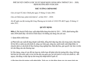 Quyết định 2471/QĐ-TTg Phê duyệt Chiến lược xuất nhập khẩu hàng hóa