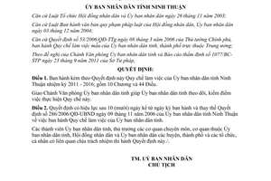 Quyết định 75/2011/QĐ-UBND Quy chế làm việc của Ủy ban nhân dân tỉnh Ninh Thuận