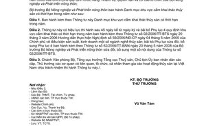 Thông tư 89/2011/TT-BNNPTNT  Danh mục khu vực cấm khai thác thủy sản có thời hạn