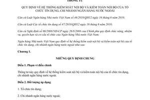 Thông tư 44/2011/TT-NHNN hệ thống kiểm soát và kiểm toán nội bộ