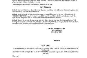 Quyết định 51/2011/QĐ-UBND Quy chế hoạt động biểu diễn và tổ chức dịch vụ
