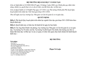 Quyết định 6639/QĐ-BGDĐT Quy hoạch phát triển nhân lực ngành Giáo dục