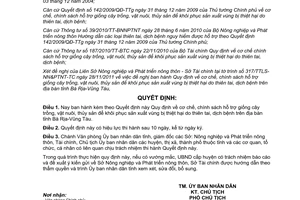 Quyết định 75/2011/QĐ-UBND cơ chế, chính sách hỗ trợ giống cây trồng