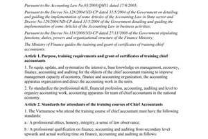 Circular No. 199/2011/TT-BTC guiding the organization of training