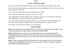 Quyết định số 55/2011/QĐ-UBND hệ thống thư điện tử công vụ Bình Định