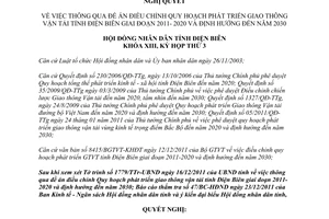 Nghị quyết 251/NQ-HĐND 2011 điều chỉnh quy hoạch phát triển giao thông Điện Biên