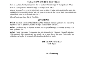 Quyết định số 42/2011/QĐ-UBND phân bổ chi ngân sách cấp dưới Bình Thuận