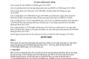 Quyết định 52/2011/QĐ-UBND phân cấp nguồn thu chi ngân sách Bình Định