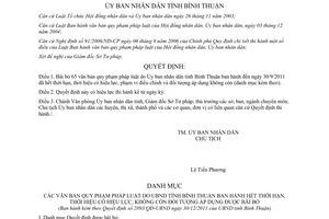 Quyết định 2893/QĐ-UBND năm 2011 bãi bỏ văn bản quy phạm Bình Thuận