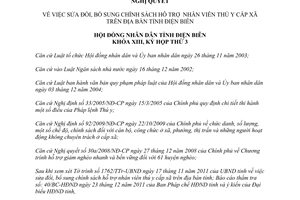 Nghị quyết 259/2011/NQ-HĐND chính sách hỗ trợ nhân viên thú y cấp xã Điện Biên