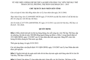 Quyết định 3430/QĐ-UBND năm 2011 chế độ thù lao cộng tác viên thể thao Đắk Lắk