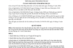 Quyết định 41/2011/QĐ-UBND đơn giá bồi thường thiệt hại khi thu hồi đất Bình Thuận