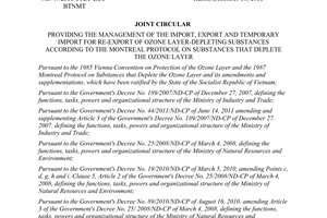Joint circular No. 47/2011/TTLT-BCT-BTNMT providing the management of the import