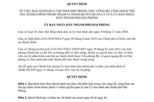 Quyết định 2158/2011/QĐ-UBND công khai thủ tục hành chính Ủy ban nhân dân Hải Phòng