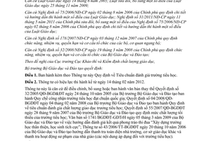 Thông tư 67/2011/TT-BGDĐT Tiêu chuẩn đánh giá trường tiểu học