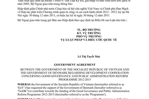 Thông báo hiệu lực Hiệp định Hợp tác phát triển Chương trình quản trị công