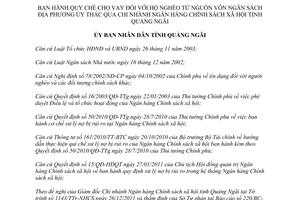Quyết định 32/2011/QĐ-UBND cho vay với hộ nghèo từ nguồn vốn ngân sách địa phương Quảng Ngãi