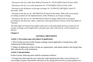 Circular No. 45/2011/TT-NHNN providing for the foreign exchange control applicab