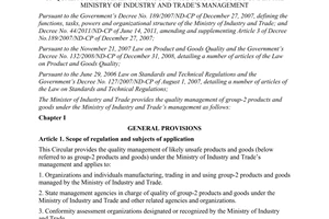 Circular No. 48/2011/TT-BCT  on quality management of group-2 products and goods