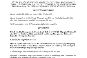Quyết định 65/2011/QĐ-TTg sửa đổi Quyết định 63/2010/QĐ-TTg