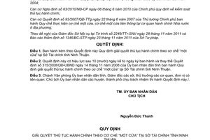 Quyết định 67/2011/QĐ-UBND giải quyết thủ tục hành chính