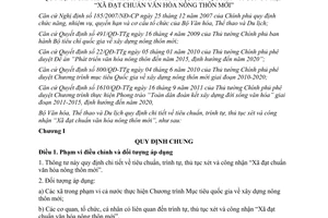 Thông tư 17/2011/TT-BVHTTDL xét và công nhận Xã đạt chuẩn văn hóa nông thôn mới