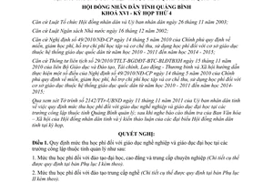 Nghị quyết 32/2011/NQ-HĐND thu học phí giáo dục đại học công lập Quảng Bình