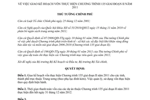 Quyết định 2138/QĐ-TTg giao kế hoạch vốn thực hiện chương trình 135