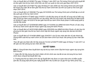 Quyết định 66/2011/QĐ-UBND công bố bộ thủ tục hành chính cấp tỉnh