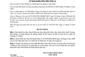 Quyết định 18/2011/QĐ-UBND trưởng phó phòng đơn vị trực thuộc Sở Kế hoạch Sơn La