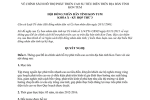 Nghị quyết 30/2011/NQ-HĐND chính sách hỗ trợ phát triển cây cao su Kon Tum