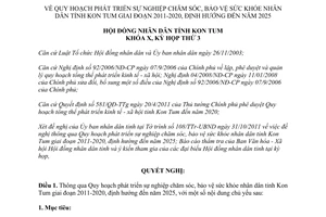 Nghị quyết 36/2011/NQ-HĐND chăm sóc bảo vệ sức khỏe nhân dân 2011 2020 định hướng 2025 Kon Tum