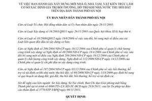 Quyết định 35/2011/QĐ-UBND giá xây dựng mới nhà ở, nhà tạm, vật kiến trúc