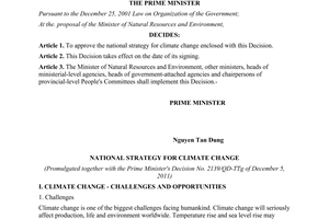 Decision No. 2139/QD-TTg approve the national strategy for climate change