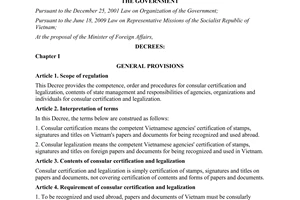 Decree No. 111/2011/ND-CP on consular certification and legalization